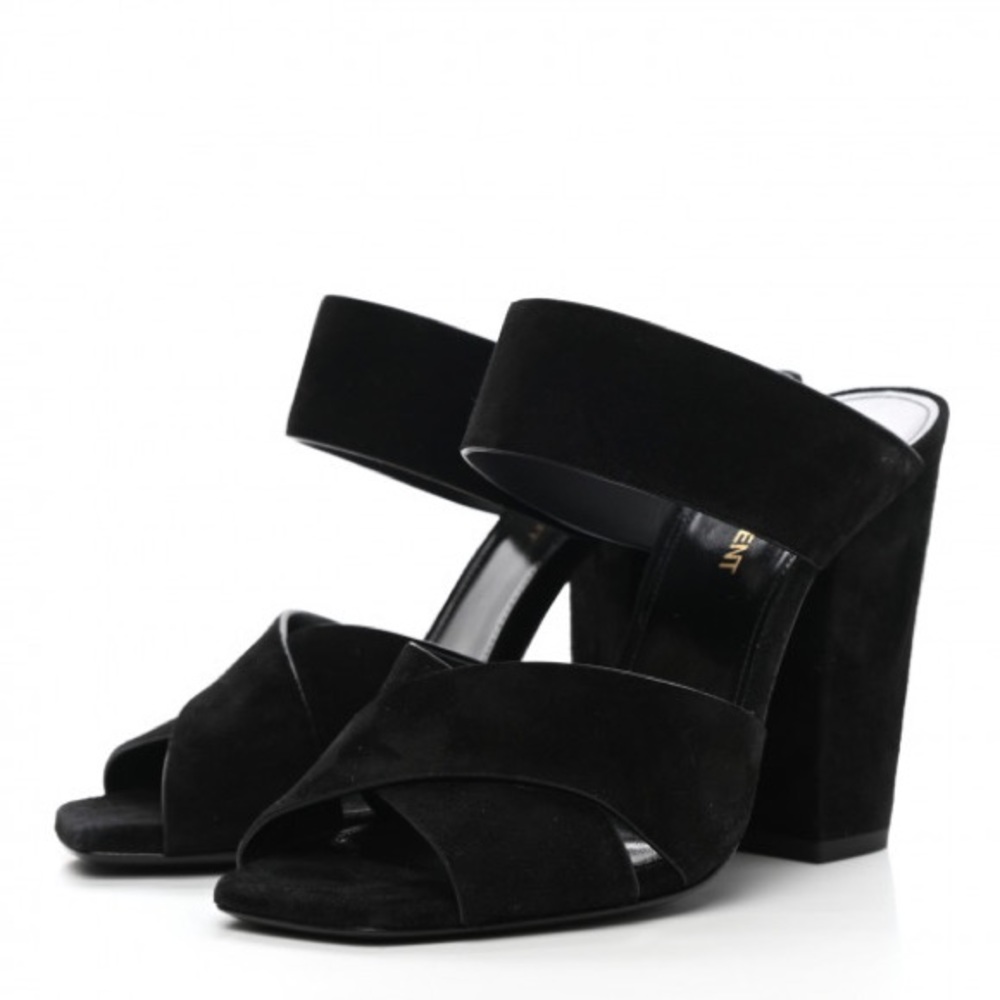 YSL Saint Laurent Oak Suede Mule Sandal